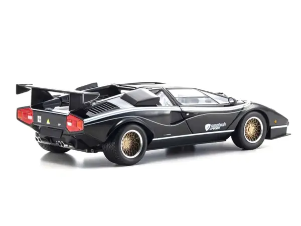 Lamborghini Countach LP 500R Black with White Interior 1/18 Diecast Model Car by Kyosho #5
