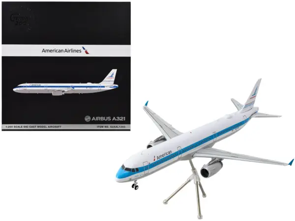 Airbus A321 Commercial Aircraft "American Airlines - Piedmont" (N581UW) White with Blue Stripes "Gemini 200" Series 1/200 Diecast Model Airplane by GeminiJets #1