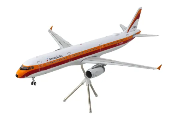 Airbus A321 Commercial Aircraft "American Airlines - PSA" (N582UW) White with Red and Orange Stripes "Gemini 200" Series 1/200 Diecast Model Airplane by GeminiJets #2