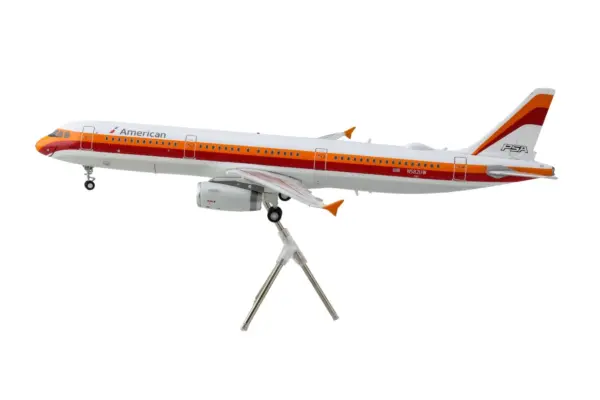 Airbus A321 Commercial Aircraft "American Airlines - PSA" (N582UW) White with Red and Orange Stripes "Gemini 200" Series 1/200 Diecast Model Airplane by GeminiJets #3