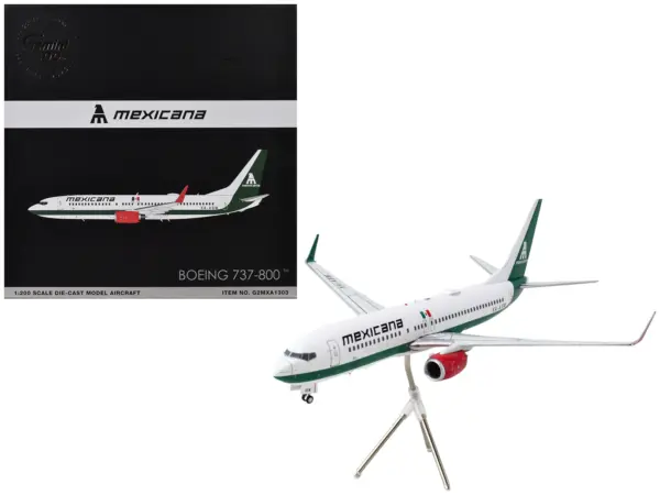 Boeing 737-800 Commercial Aircraft "Mexicana" (XA-ASM) White with Green Stripes "Gemini 200" Series 1/200 Diecast Model Airplane by GeminiJets #1