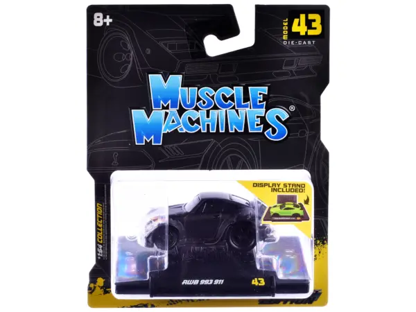 RWB 993 911 Matt Black 1/64 Diecast Model Car by Muscle Machines #3