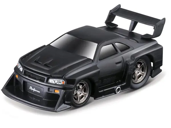 1999 Nissan Skyline GT-R (R34) #5 "Liberty Walk" Matt Black 1/64 Diecast Model Car by Muscle Machines #2