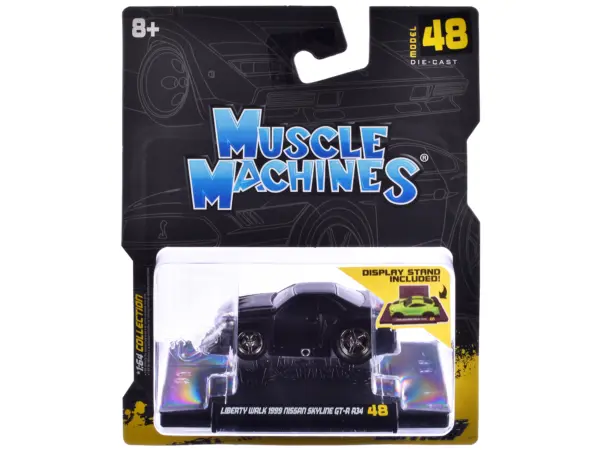 1999 Nissan Skyline GT-R (R34) #5 "Liberty Walk" Matt Black 1/64 Diecast Model Car by Muscle Machines #3