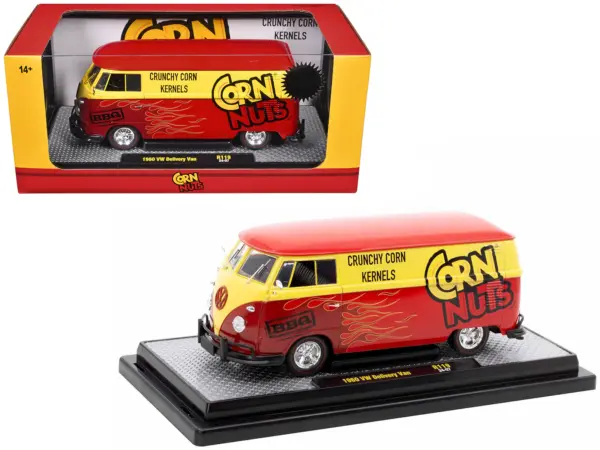 1960 Volkswagen Delivery Van Red and Yellow "Corn Nuts BBQ" Limited Edition to 6250 pieces Worldwide 1/24 Diecast Model Car by M2 Machines #1