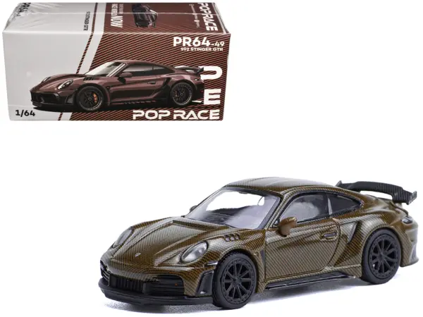 992 Stinger GTR Brown Carbon 1/64 Diecast Model Car by Pop Race #1