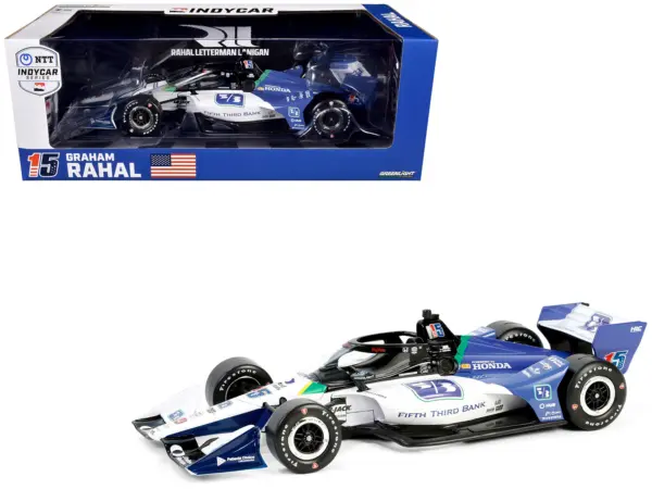 Dallara IndyCar #15 Graham Rahal "Fifth Third Bank" Rahal Letterman Lanigan Racing (Road Course Configuration) "NTT IndyCar Series" (2024) 1/18 Diecast Model Car by Greenlight #1