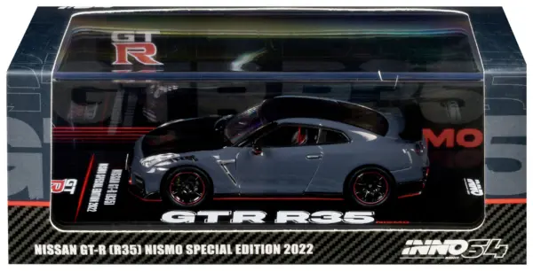 2022 Nissan GT-R (R35) Nismo Special Edition RHD (Right Hand Drive) Stealth Gray with Carbon Top and Hood 1/64 Diecast Model Car by Inno Models #3