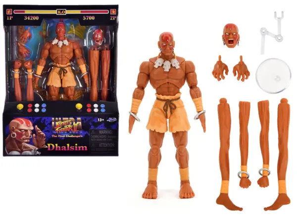 Dhalsim 6" Moveable Figure with Alternate Head and Limbs "Ultra Street Fighter II: The Final Challengers" (2017) Video Game Model by Jada #1