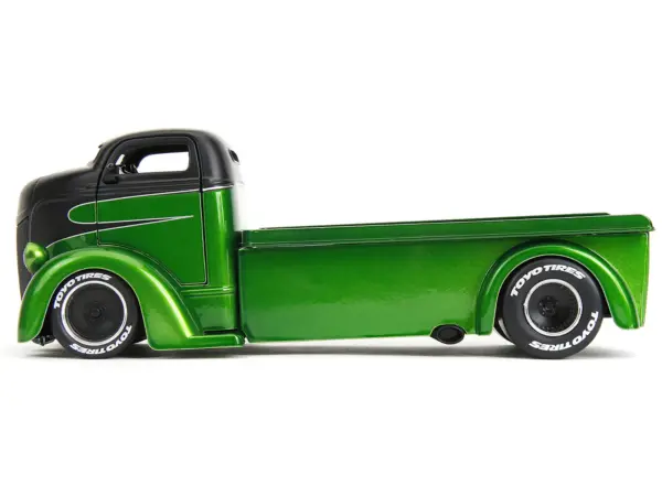 1947 Ford COE Flatbed Truck Green Metallic and Matt Black "Toyo Tires" with Extra Wheels "Just Trucks" Series 1/24 Diecast Model Car by Jada #3