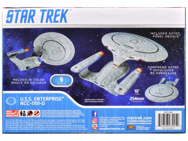 Skill 2 Model Kit U.S.S. Enterprise NCC-1701-D Space Ship "Star Trek: The Next Generation" (1987) TV Series 1/2500 Scale Model by AMT #4