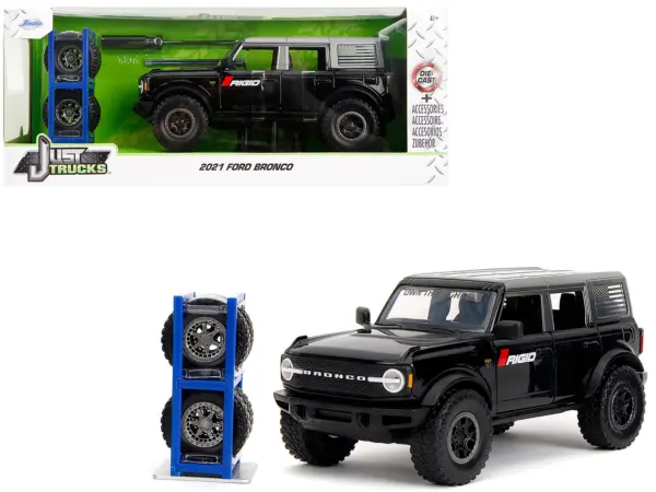 2021 Ford Bronco Badlands Black "Rigid" with Extra Wheels "Just Trucks" Series 1/24 Diecast Model Car by Jada #1