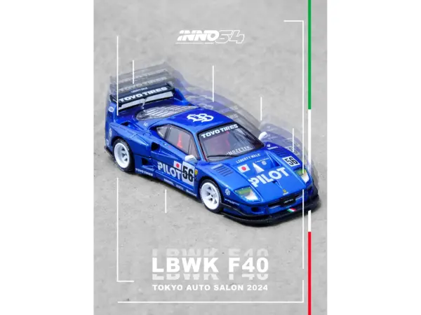 LBWK (Liberty Walk) F40 #56 Blue "Tokyo Auto Salon 2024" 1/64 Diecast Model Car by Inno Models #4
