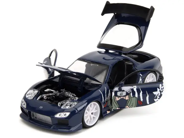 1993 Mazda RX-7 Dark Blue with Graphics and Kakashi Hatake Diecast Figure "Naruto Shippuden" (2009-2017) TV Series "Anime Hollywood Rides" Series 1/24 Diecast Model Car by Jada #2