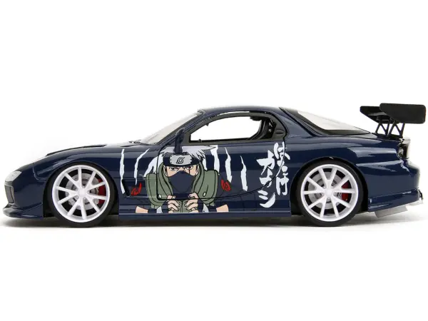 1993 Mazda RX-7 Dark Blue with Graphics and Kakashi Hatake Diecast Figure "Naruto Shippuden" (2009-2017) TV Series "Anime Hollywood Rides" Series 1/24 Diecast Model Car by Jada #3