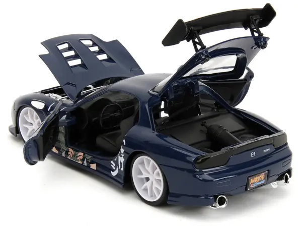 1993 Mazda RX-7 Dark Blue with Graphics and Kakashi Hatake Diecast Figure "Naruto Shippuden" (2009-2017) TV Series "Anime Hollywood Rides" Series 1/24 Diecast Model Car by Jada #4