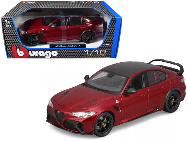 Alfa Romeo Giulia GTA Red Metallic with Carbon Top 1/18 Diecast Model Car by Bburago #1