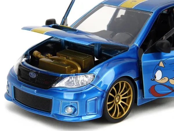 2012 Subaru Impreza WRX STI Blue Metallic with Graphics and Sonic The Hedgehog Diecast Figure "Sonic The Hedgehog" "Hollywood Rides" Series 1/24 Diecast Model Car by Jada #3