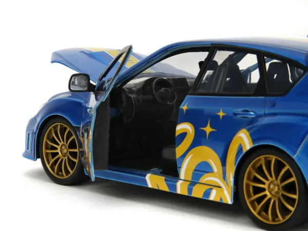 2012 Subaru Impreza WRX STI Blue Metallic with Graphics and Sonic The Hedgehog Diecast Figure "Sonic The Hedgehog" "Hollywood Rides" Series 1/24 Diecast Model Car by Jada #4