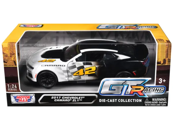 2017 Chevrolet Camaro ZL1 #42 Black and White "GT Racing" Series 1/24 Diecast Model Car by Motormax #3