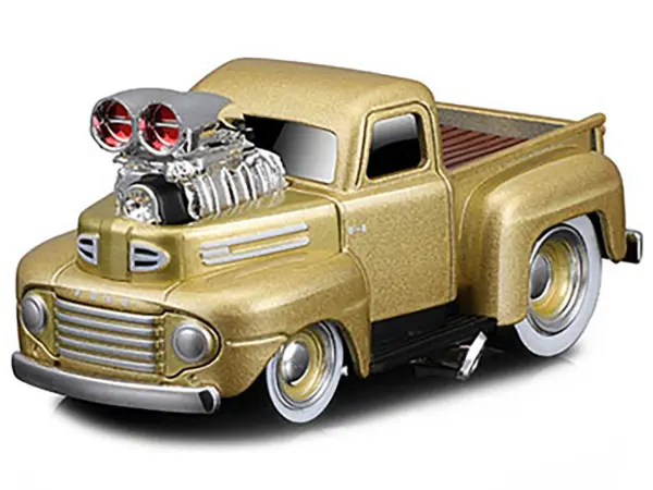 1949 Ford F1 Pickup Truck Gold Metallic 1/64 Diecast Model Car by Muscle Machines #2