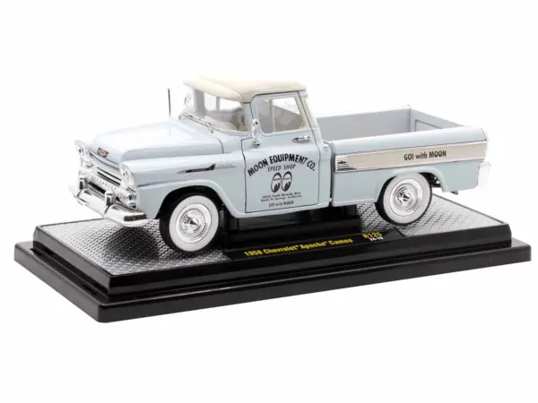 1958 Chevrolet Apache Cameo Pickup Truck "Mooneyes" Light Gray with White Top Limited Edition to 6650 pieces Worldwide 1/24 Diecast Model Car by M2 Machines #2