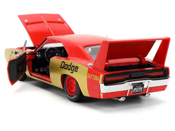 1969 Dodge Charger Daytona #33 Red and Gold Metallic with Graphics "Bigtime Muscle" Series 1/24 Diecast Model Car by Jada #4