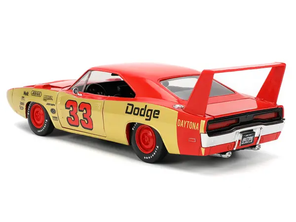1969 Dodge Charger Daytona #33 Red and Gold Metallic with Graphics "Bigtime Muscle" Series 1/24 Diecast Model Car by Jada #5