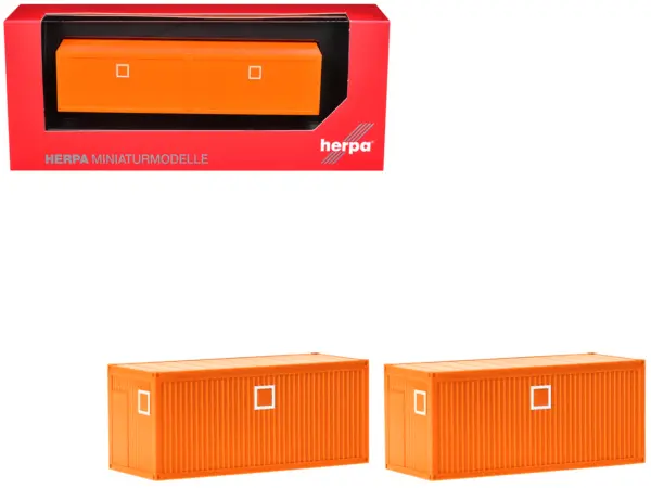 Mobile Offices Orange Set of 2 pieces 1/87 (HO) Plastic Model by Herpa #1
