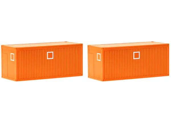 Mobile Offices Orange Set of 2 pieces 1/87 (HO) Plastic Model by Herpa #2