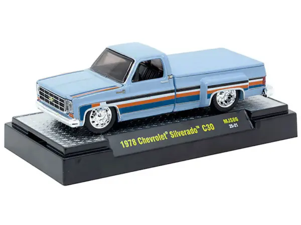 1978 Chevrolet Silverado 30 Pickup Truck "Gulf Oil" Light Blue with Stripes Limited Edition to 10560 pieces Worldwide 1/64 Diecast Model Car by M2 Machines #2