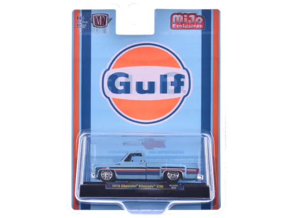 1978 Chevrolet Silverado 30 Pickup Truck "Gulf Oil" Light Blue with Stripes Limited Edition to 10560 pieces Worldwide 1/64 Diecast Model Car by M2 Machines #3