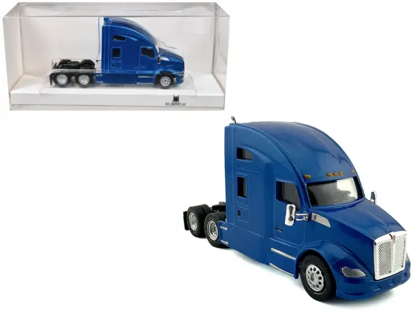 Kenworth T680 Sleeper Cab Blue Metallic 1/87 (HO) Plastic Model Car by HO Logistics #1