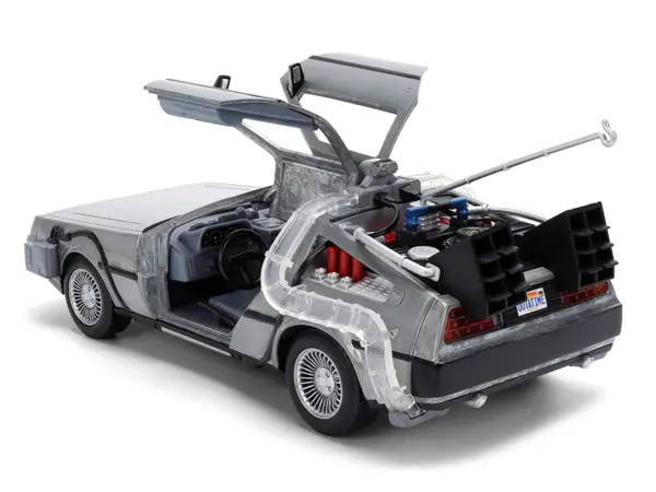 DeLorean Brushed Metal Time Machine with Lights "Back to the Future" (1985) Movie "40th Anniversary" Special Packaging "Hollywood Rides" Series 1/24 Diecast Model Car by Jada #4