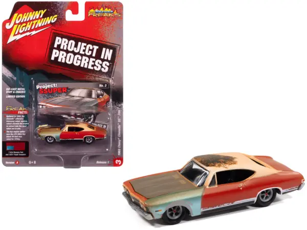 1968 Chevrolet Chevelle SS 396 Matador Red (Weathered) "Project in Progress" Series 1/64 Diecast Model Car by Johnny Lightning #1