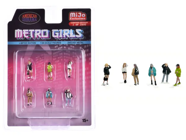 "Metro Girls" 6 piece Diecast Figure Set (6 Figures) Limited Edition to 2400 pieces Worldwide for 1/64 Scale Models by American Diorama #1