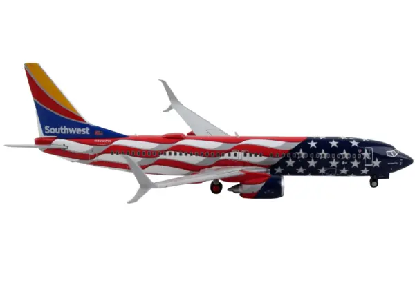 Boeing 737-800 Commercial Aircraft "Southwest Airlines - Freedom One" United States Flag Livery 1/400 Diecast Model Airplane by GeminiJets #2