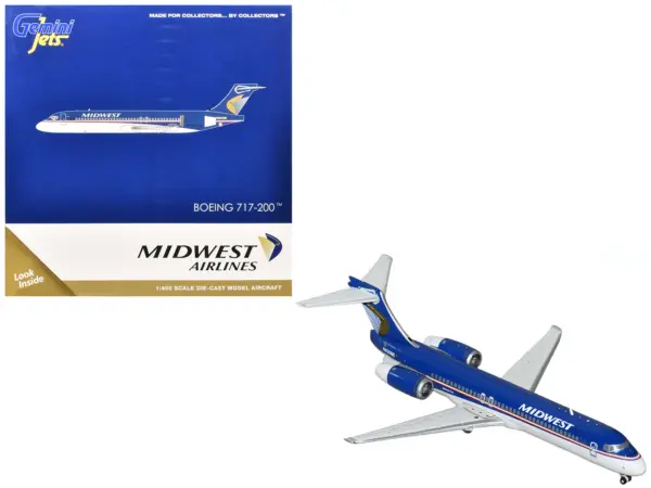 Boeing 717-200 Commercial Aircraft "Midwest Airlines" (N920ME) Blue and White 1/400 Diecast Model Airplane by GeminiJets #1