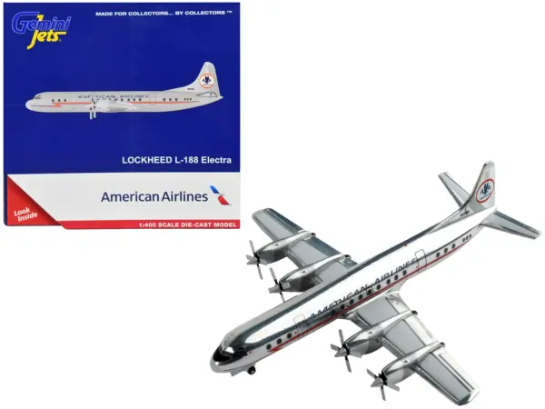 Lockheed L-188 Electra Commercial Aircraft "American Airlines" Silver with Red Stripes 1/400 Diecast Model Airplane by GeminiJets #1