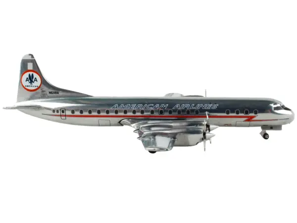 Lockheed L-188 Electra Commercial Aircraft "American Airlines" Silver with Red Stripes 1/400 Diecast Model Airplane by GeminiJets #2
