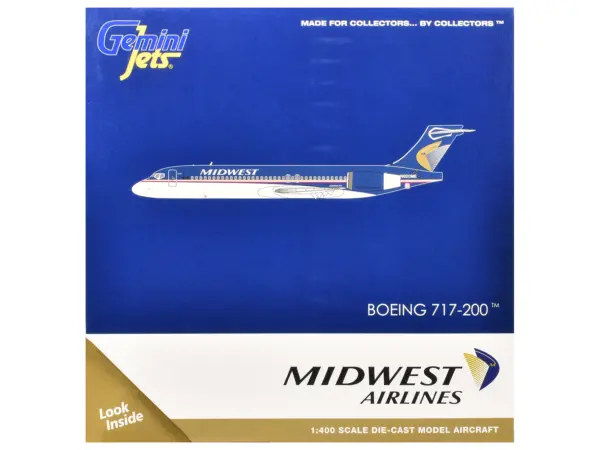 Boeing 717-200 Commercial Aircraft "Midwest Airlines" (N920ME) Blue and White 1/400 Diecast Model Airplane by GeminiJets #3
