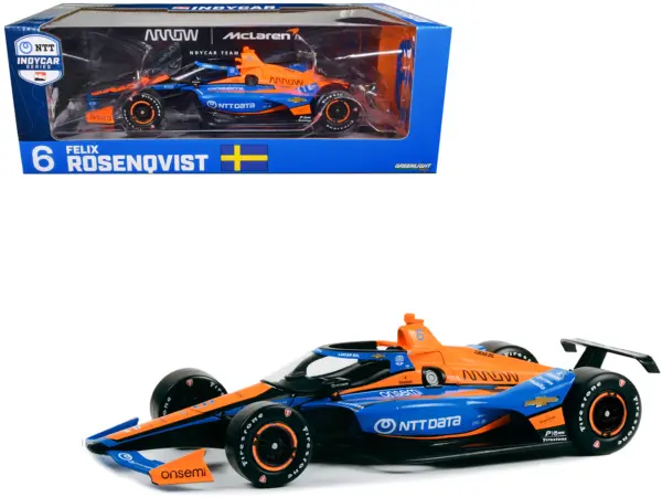 Dallara IndyCar #6 Felix Rosenqvist "NTT DATA" Arrow McLaren "NTT IndyCar Series" (2023) 1/18 Diecast Model Car by Greenlight #1