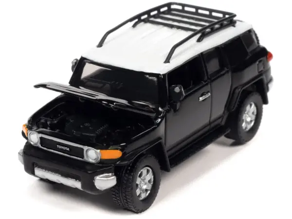 2007 Toyota FJ Cruiser Black Diamond with White Top and Roofrack "Classic Gold Collection" Series Limited Edition 1/64 Diecast Model Car by Johnny Lightning #2