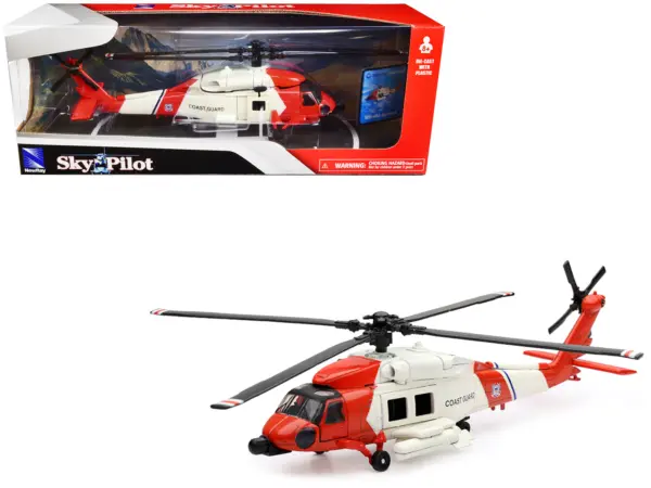 Sikorsky HH-60J Jayhawk Helicopter Red and White "United States Coast Guard" "Sky Pilot" Series 1/60 Diecast Model by New Ray #1
