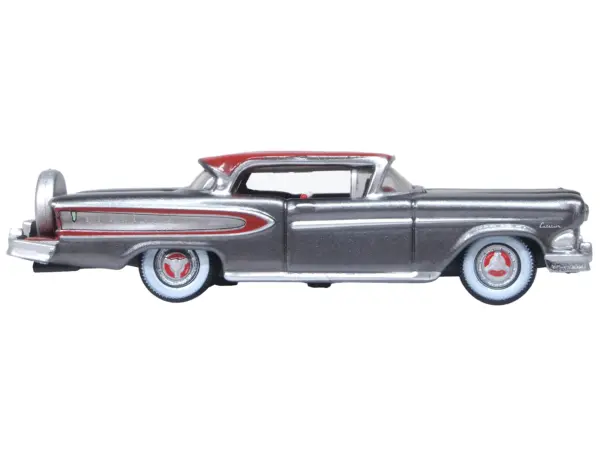 1958 Edsel Citation Silver Gray Metallic with Ember Red Top and Red Interior 1/87 (HO) Scale Diecast Model Car by Oxford Diecast #2