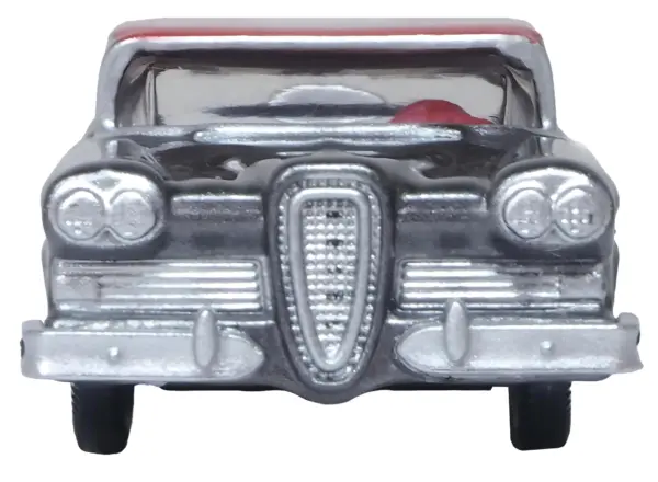 1958 Edsel Citation Silver Gray Metallic with Ember Red Top and Red Interior 1/87 (HO) Scale Diecast Model Car by Oxford Diecast #3
