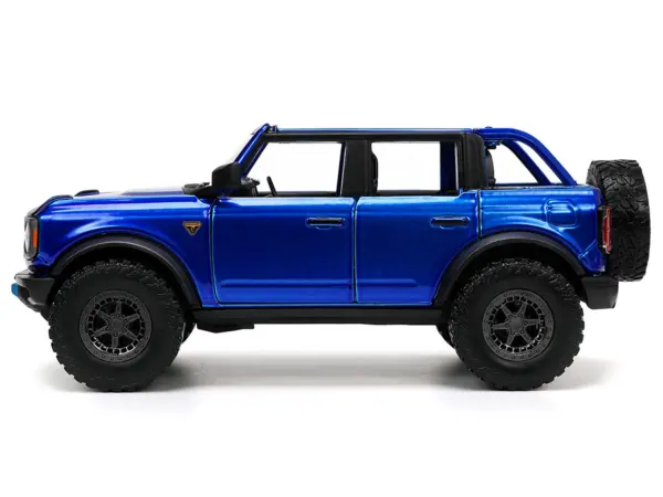 2021 Ford Bronco Open-Top Candy Blue Metallic with Extra Wheels "Just Trucks" Series 1/24 Diecast Model Car by Jada #3