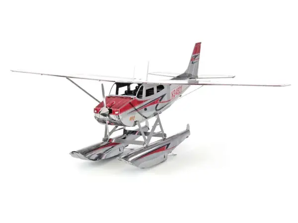 Model Kit Cessna 182 Floatplane White and Red (Moderate Difficulty) Steel Model by Metal Earth #3