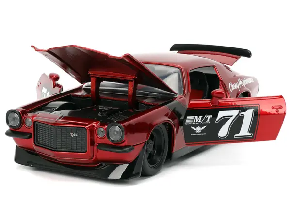 1971 Chevrolet Camaro #71 Red Metallic with Black Stripes "Bigtime Muscle" Series 1/24 Diecast Model Car by Jada #2
