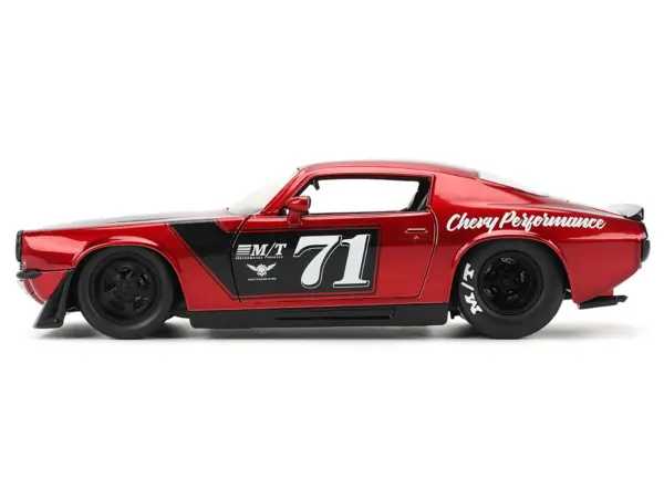 1971 Chevrolet Camaro #71 Red Metallic with Black Stripes "Bigtime Muscle" Series 1/24 Diecast Model Car by Jada #3